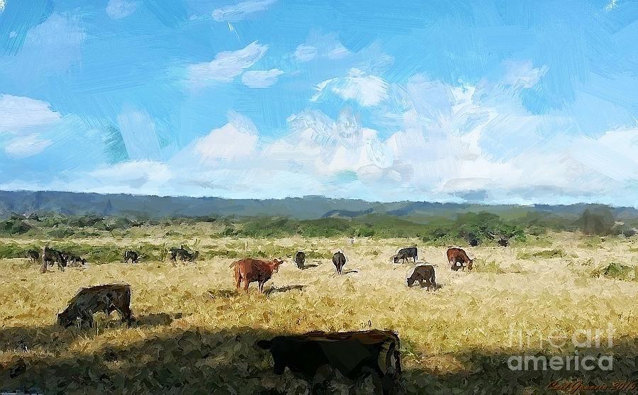 Cow Farm Painting by Carl Gouveia