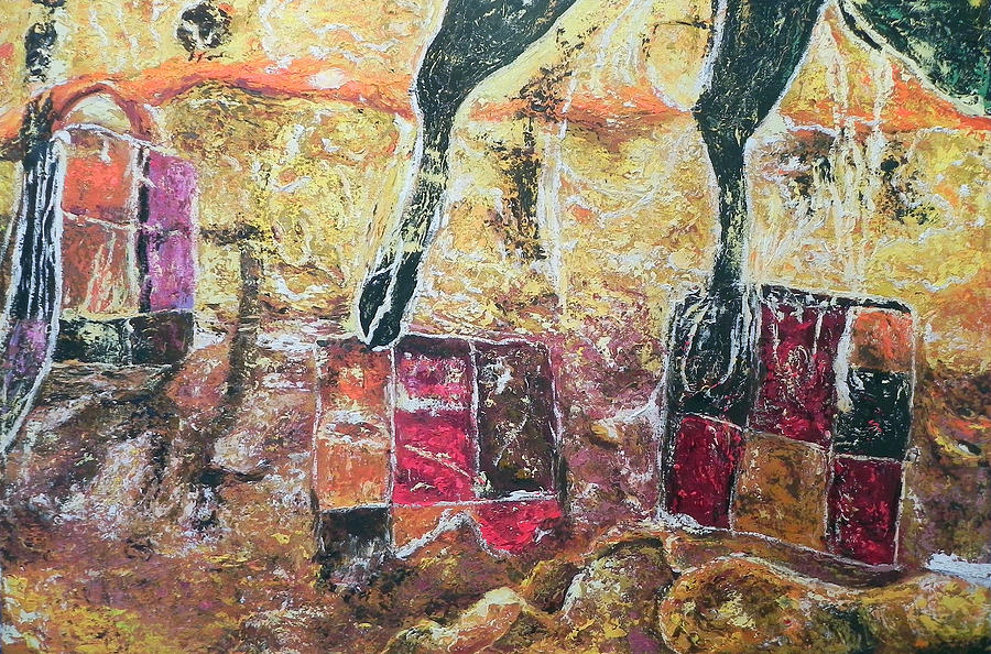 Cow legs on carpets Painting by Ericka Herazo