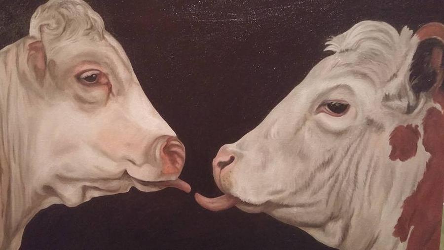 Cow Lick wip Painting by Leah Saulnier The Painting Maniac