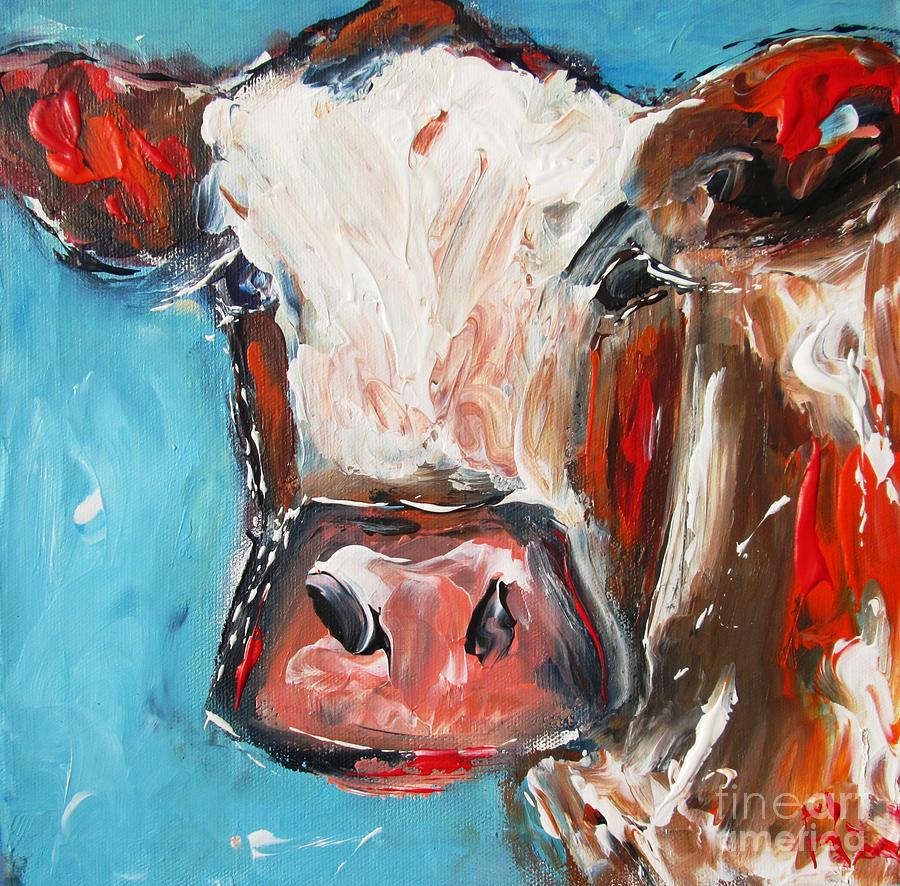Cow On Blue Irish-paintings Painting