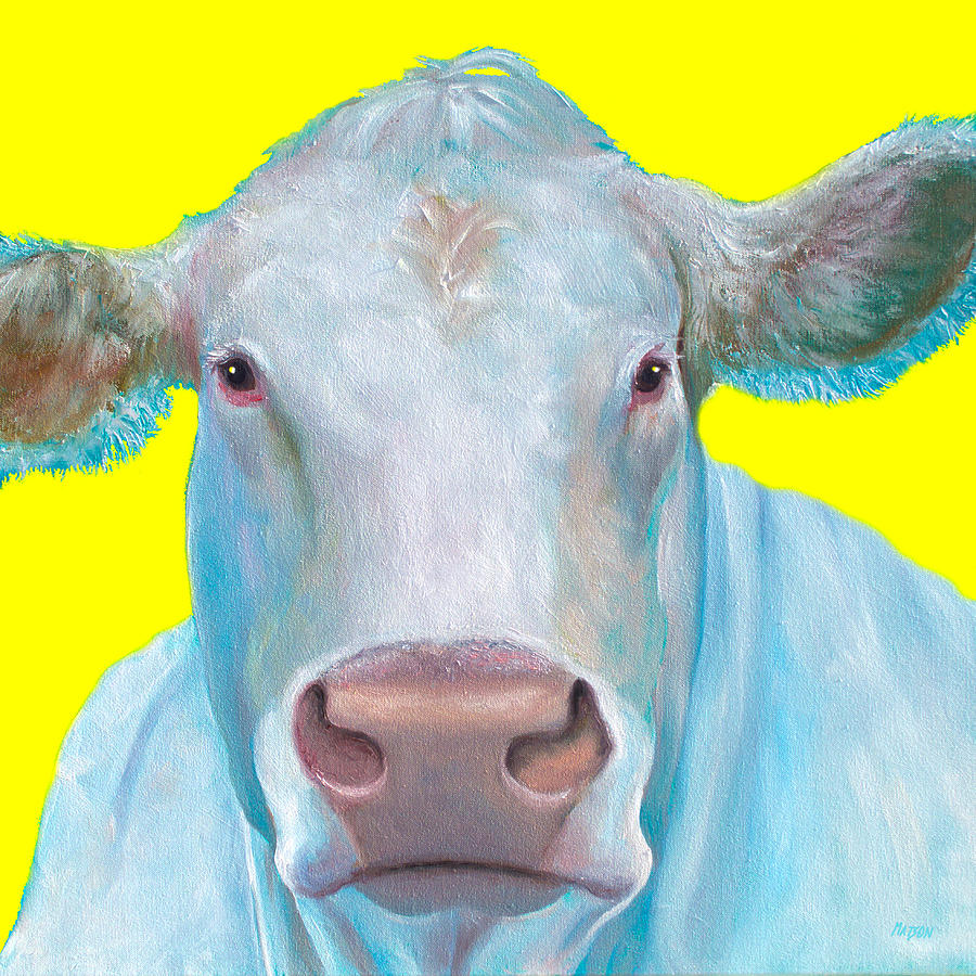 Cow painting - Charolais cattle Painting by Jan Matson