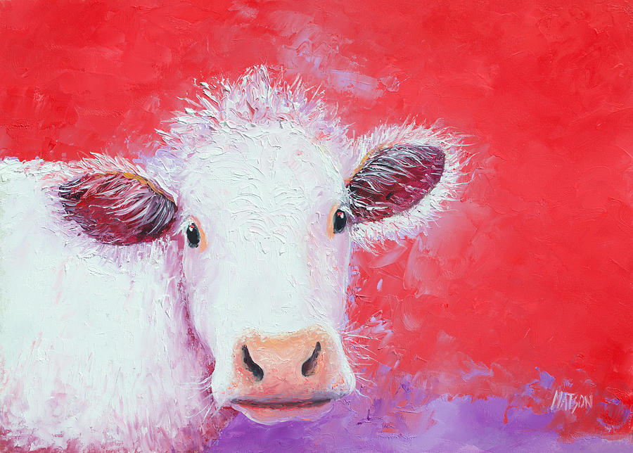 Animal Painting - Cow painting - Charolais by Jan Matson