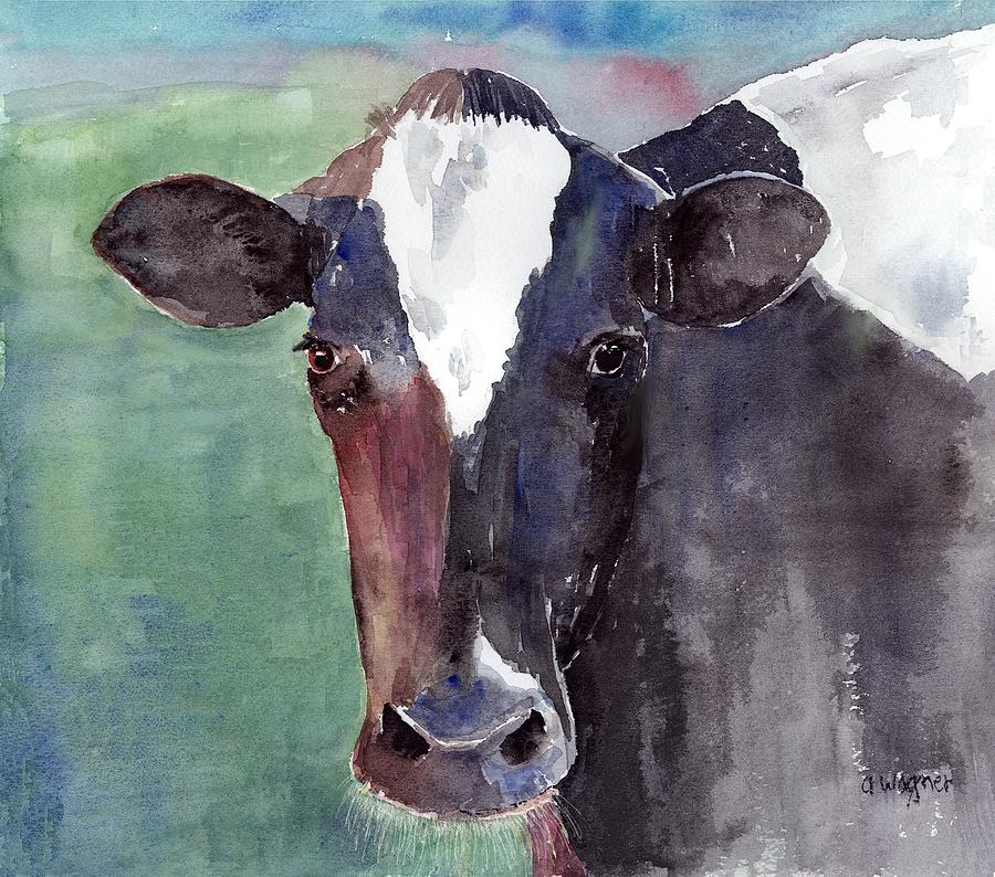 Cow Portrait Painting by Arline Wagner