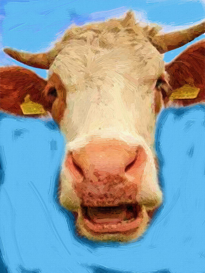 Cow selfie  #1 Painting by William Mace