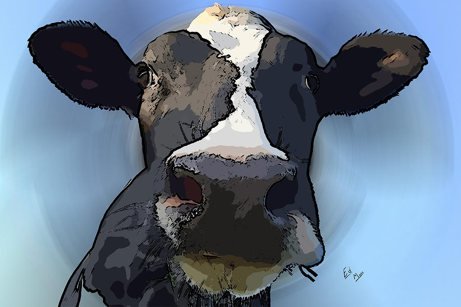Cow selfie Painting by William Mace