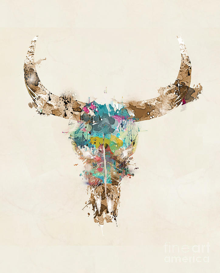 Skull Painting - Cow Skull by Bri Buckley