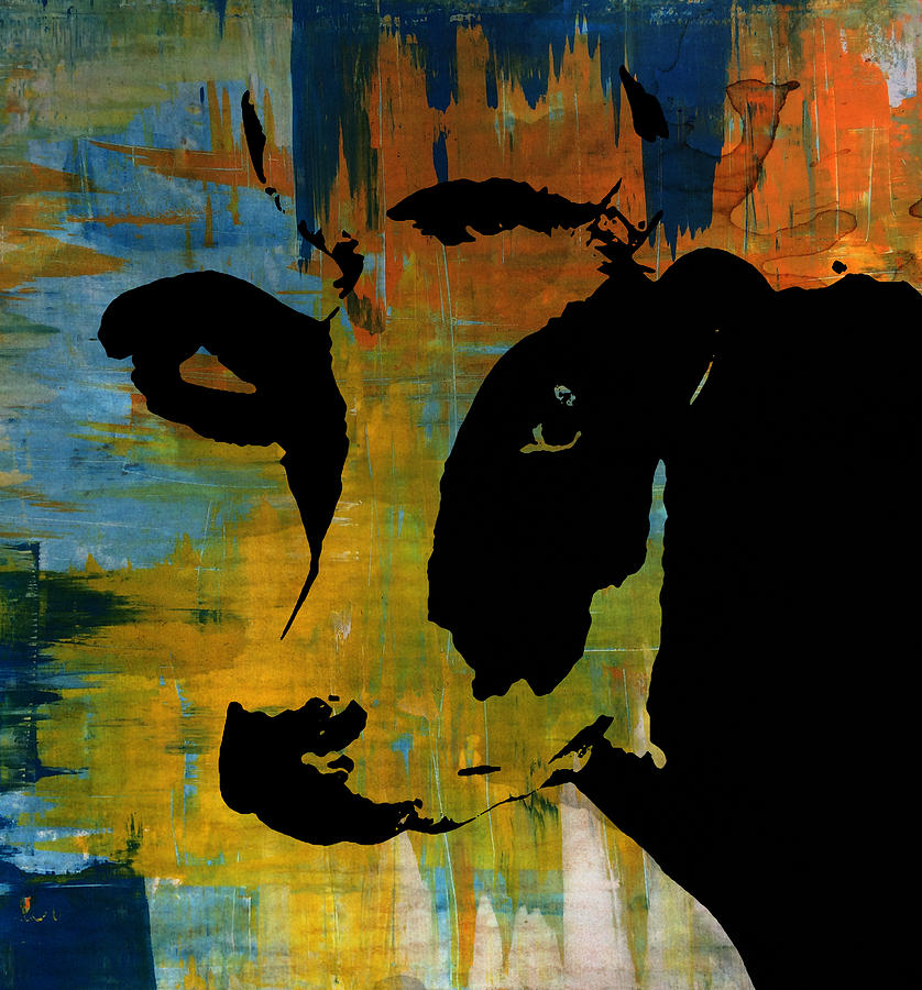 Cow Sunset Rainbow 2 - Poster Print Painting by Robert R Splashy Art Abstract Paintings