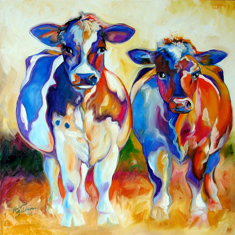 Cow Therapy Makes You Smile Painting by Marcia Baldwin