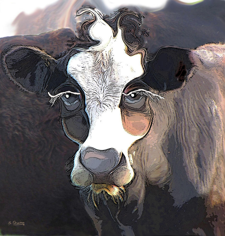 Fur Painting - Cow With Blue Eyes by Shane Guinn