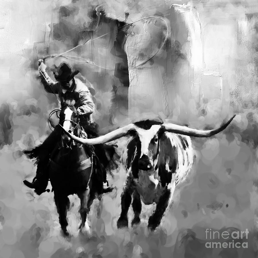 Cowboy 000919 Painting by Gull G