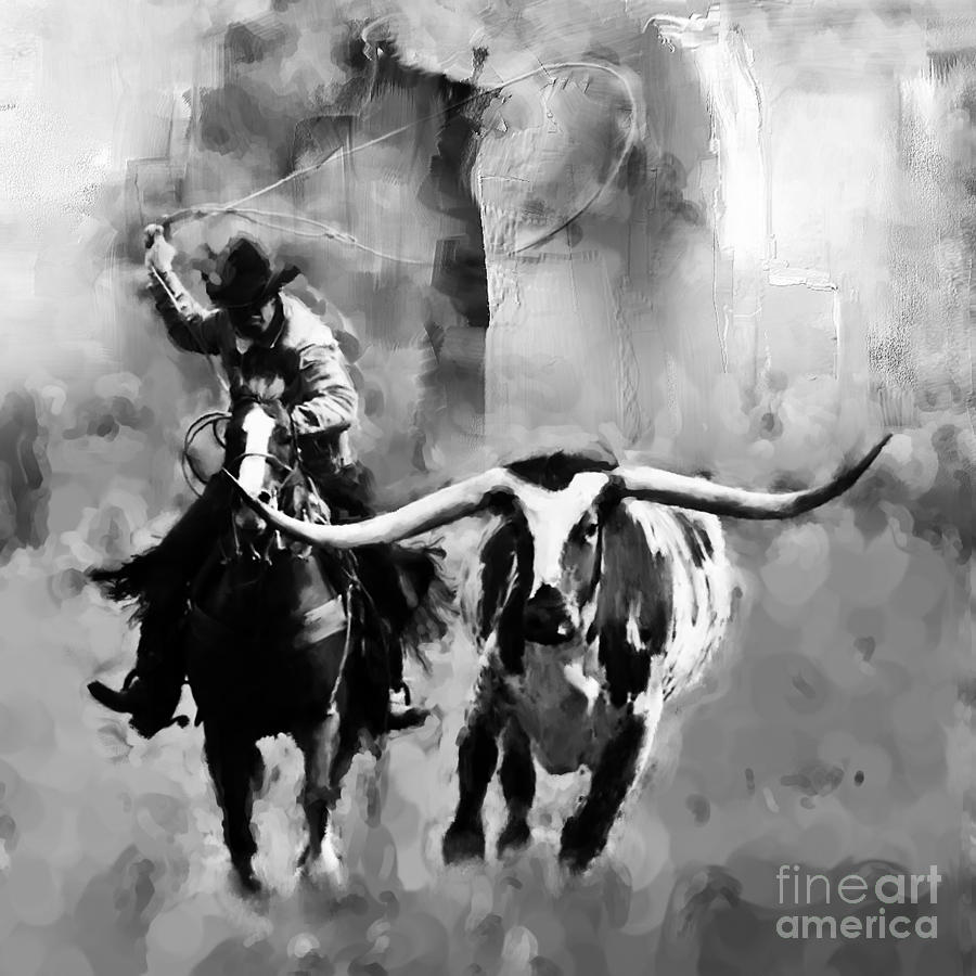 Cowboy-09889b Painting by Gull G