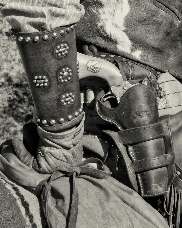 Cowboy and Six Shooter bw Sepia Photograph by Jerry Fornarotto