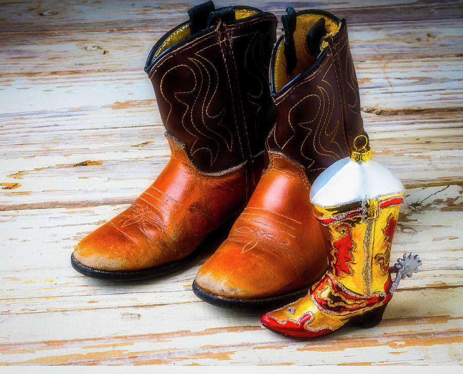 Cowboy Boots And Boot Ornament Photograph by Garry Gay