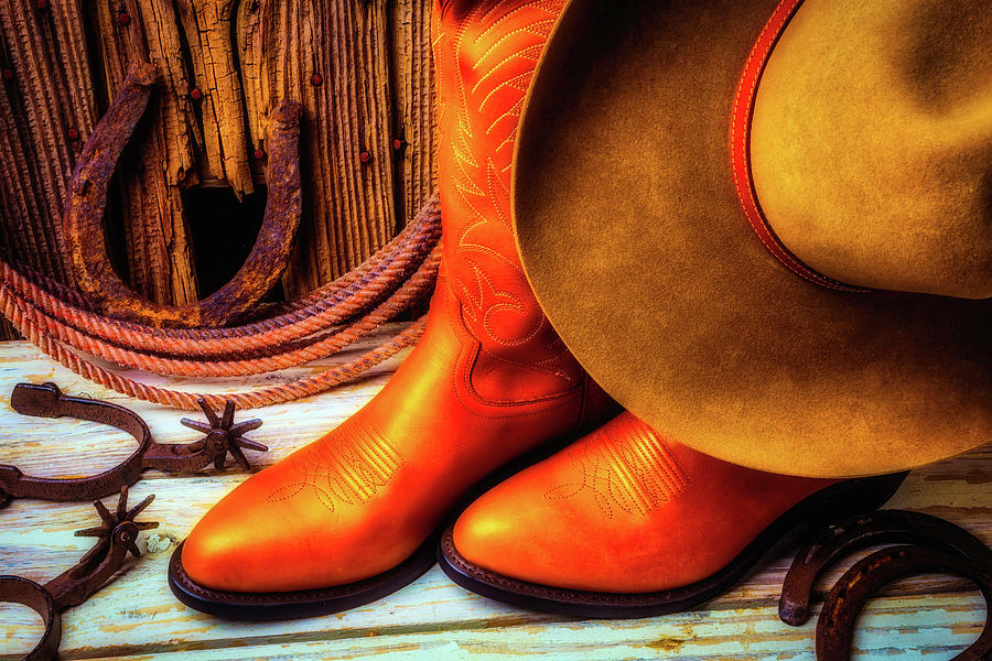 Cowboy Boots And Hat Photograph by Garry Gay