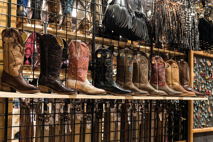 Cowboy boots for sale at the San Antonio Stock Show Photograph by Carol M Highsmith
