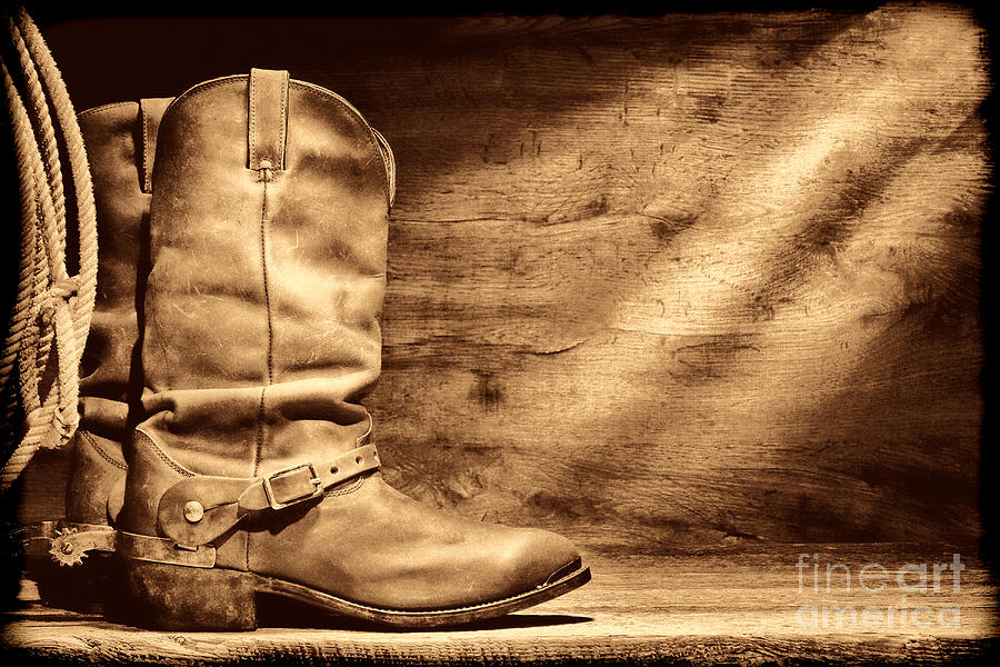 Cowboy Boots on Wood Floor Photograph by American West Legend By ...