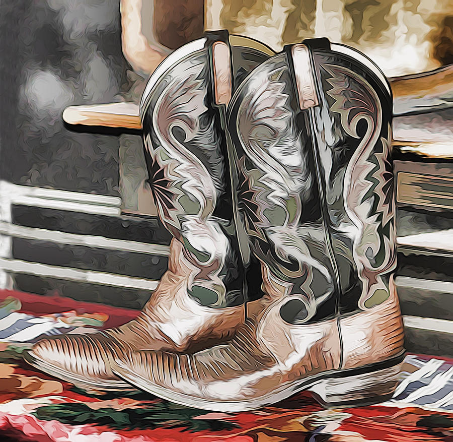 Boot Mixed Media - Cowboy Boots by Pamela Walton