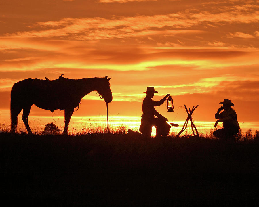 Sunset Photograph - Cowboy Campfire by Ruth Eich