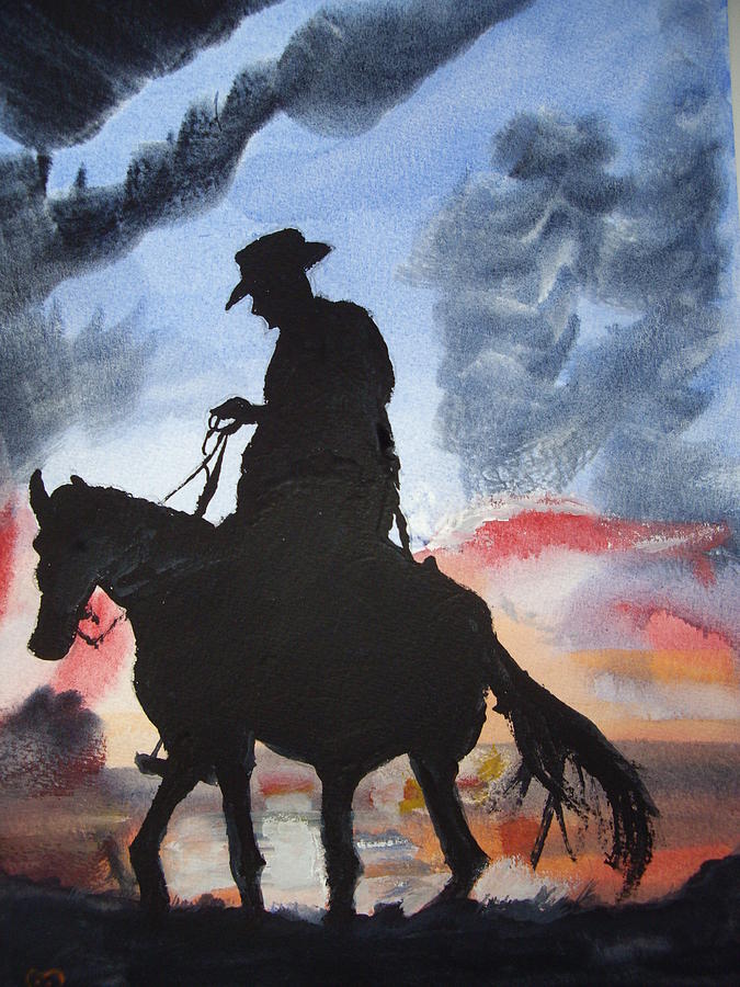 Cowboy Painting by Carole Robins