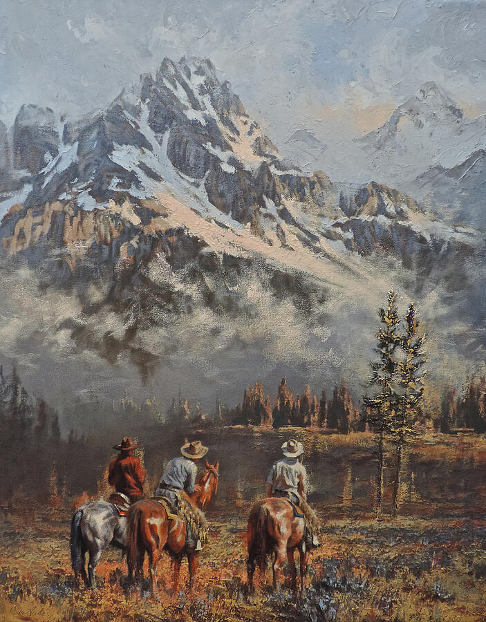 Cowboys Painting - Cowboy Cathedral by Mia DeLode Cowboys Painting - Cowboy Cathedral by Mia DeLode