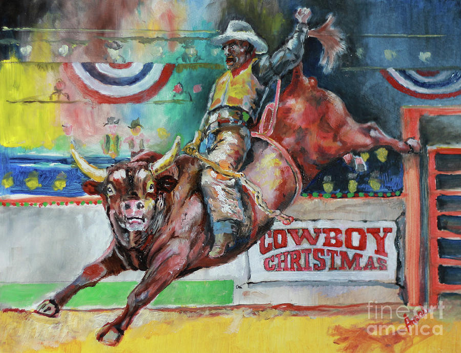Cowboy Christmas Painting by George Ameal Wilson