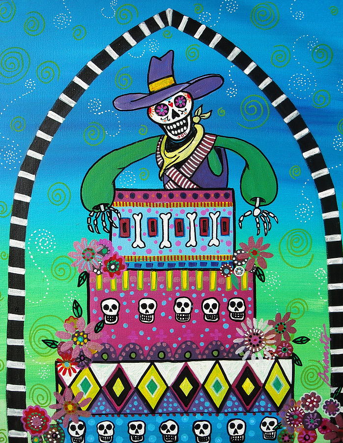 Cowboy Dia De Los Muertos Painting by Pristine Cartera Turkus