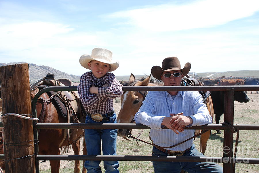 Cowboy Father And Son Photograph by Jim Goodman