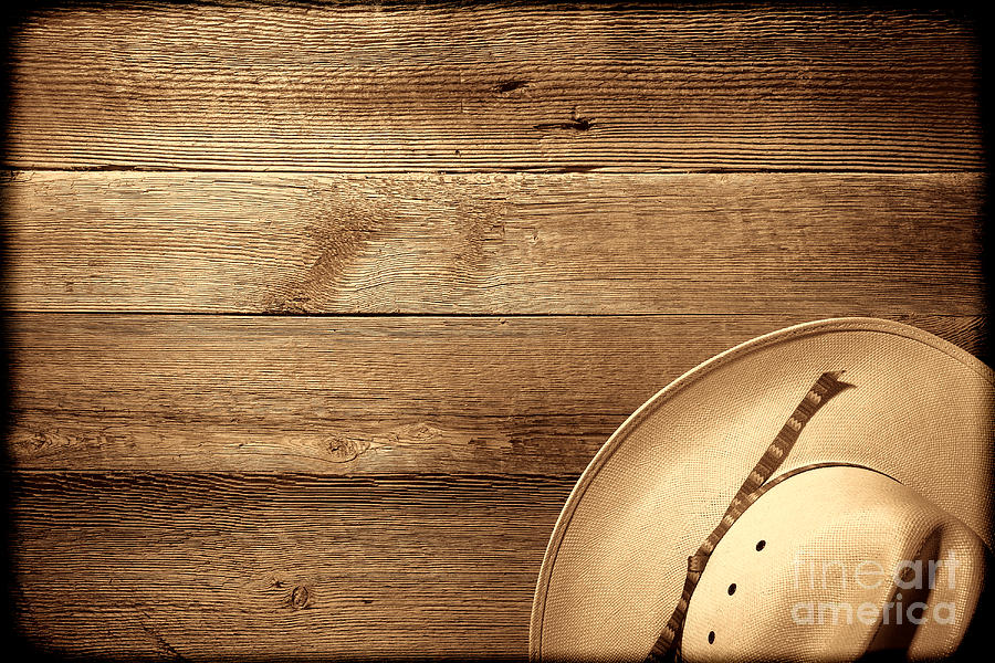 Cowboy Hat on Wood Table Photograph by American West Legend By Olivier Le Queinec