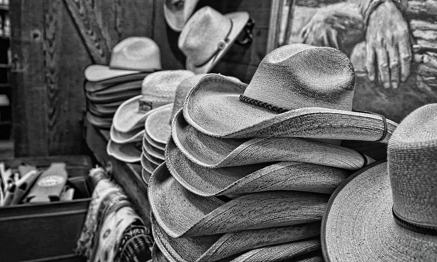 Cowboy Hats Black and White Photograph by Judy Vincent