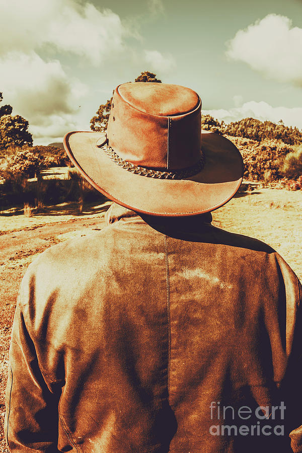 Cowboy In Hat Looking Outback Photograph