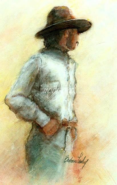 Cowboy in Thought Painting by Barbara Lemley