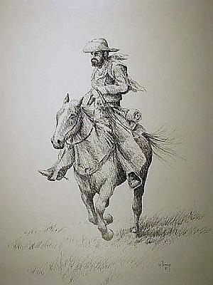 Cowboy Drawing - Cowboy by Kevin Heaney Cowboy Drawing - Cowboy by Kevin Heaney