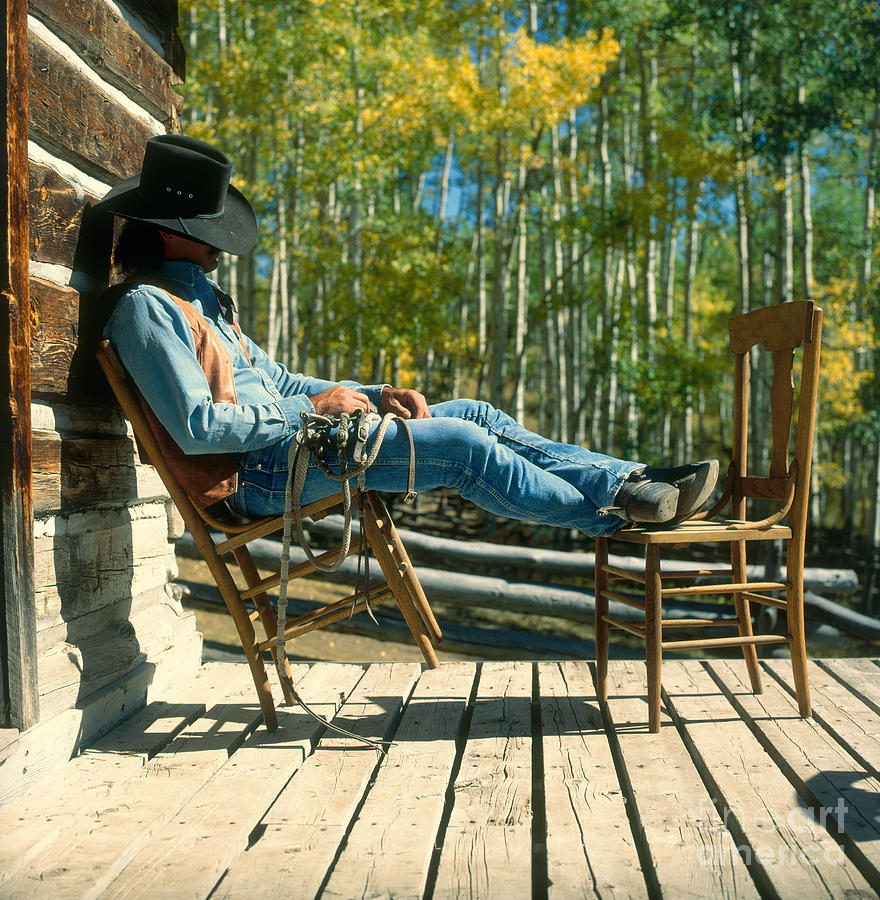 Cowboy Napping On The Porch Photograph by Chris Marona - Fine Art America