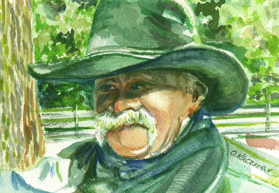 Cowboy Painting by Olga Kaczmar