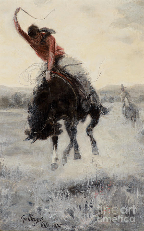 Cowboy on a Bronc Painting by Celestial Images
