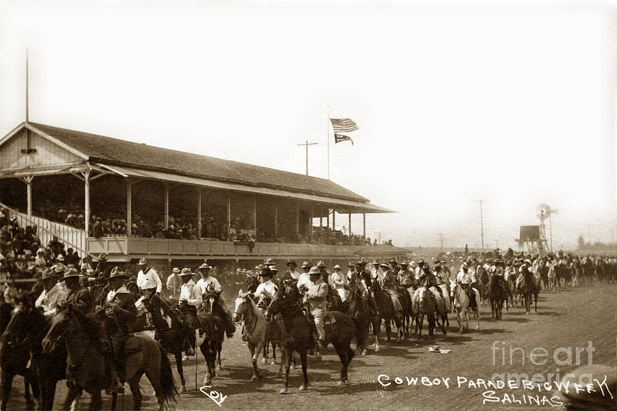 Cowboy Photograph - Cowboy Parade Big Week, Salinas, Calif. Circa 1915 by Monterey County Historical Society