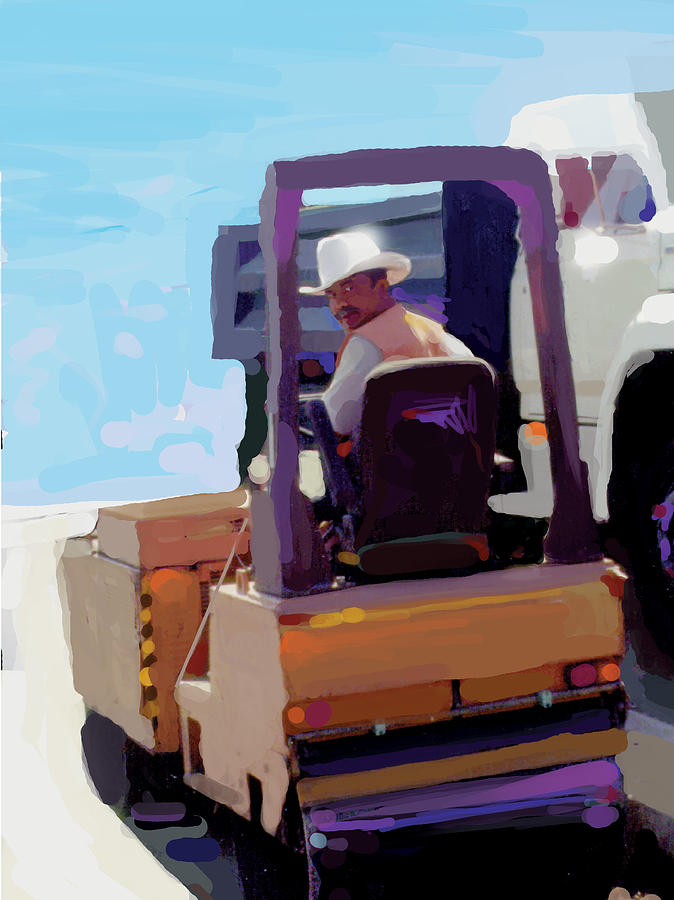 Bulldozers Painting - Cowboy Rider by Brad Burns