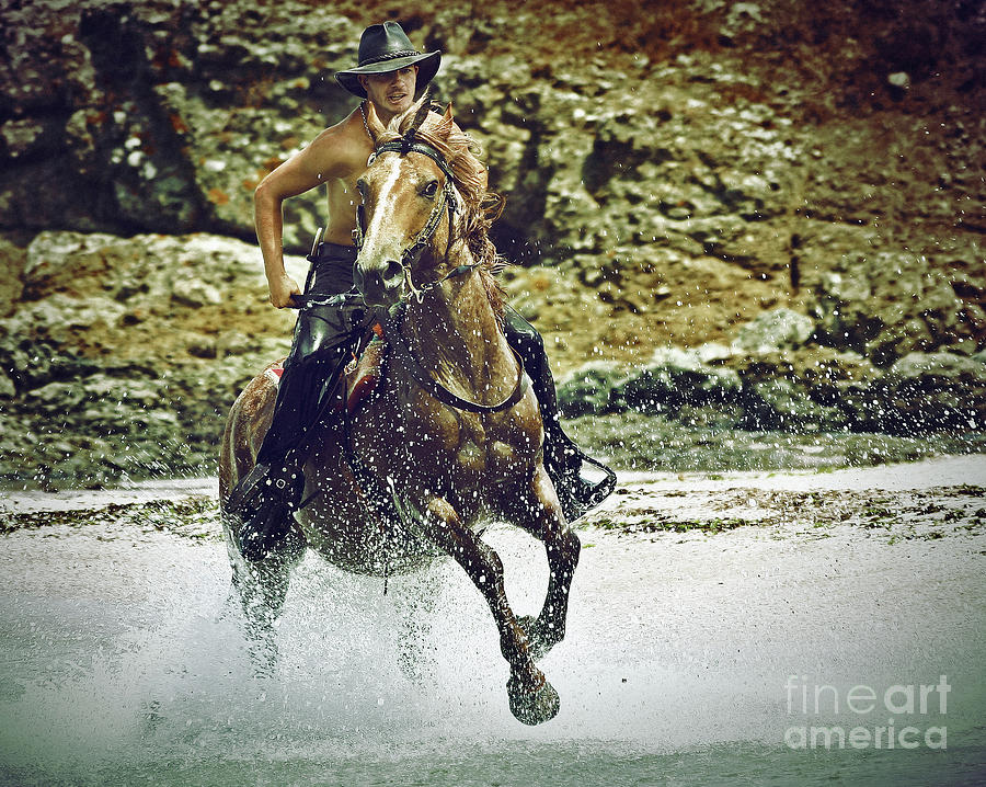Cowboy riding in the sea Photograph by Dimitar Hristov