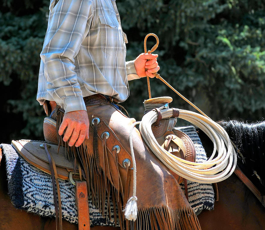 Horse Photograph - Cowboy riding. by Oscar Williams
