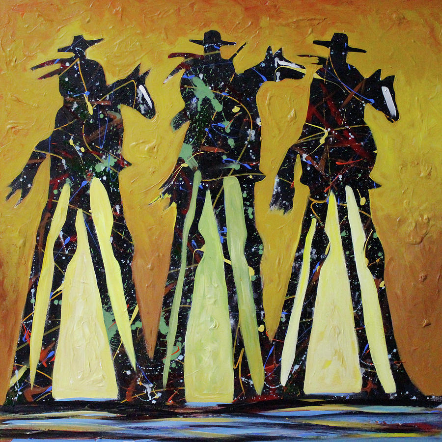 Cowboy Sundown Painting by Lance Headlee