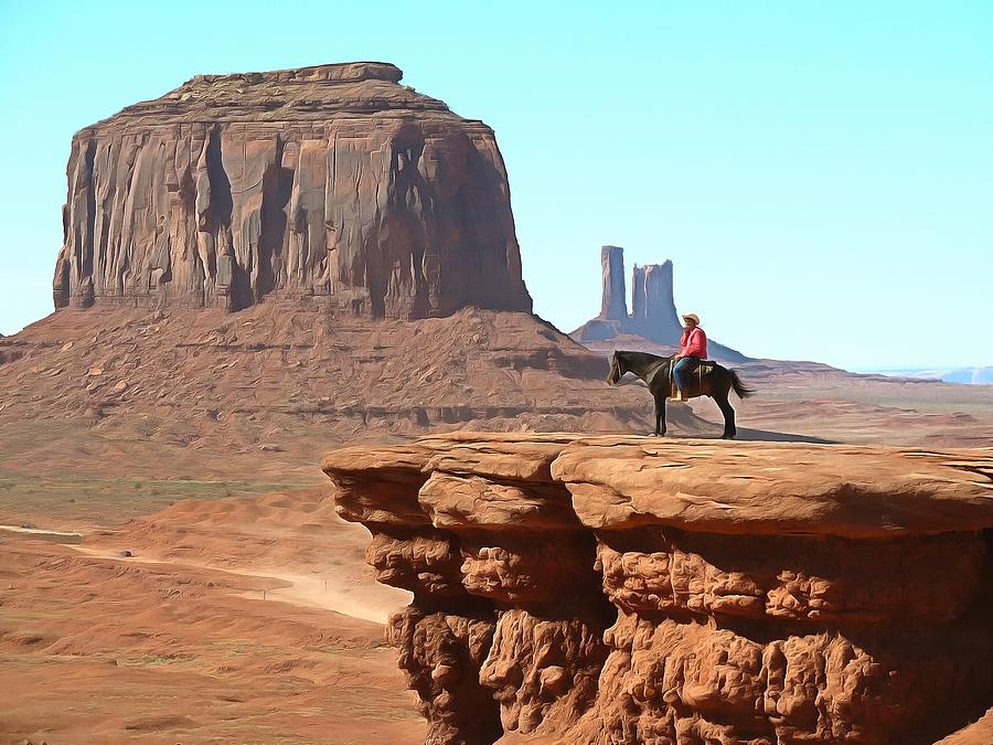Cowboy with a View Monument Valley Photograph by Studio Artist