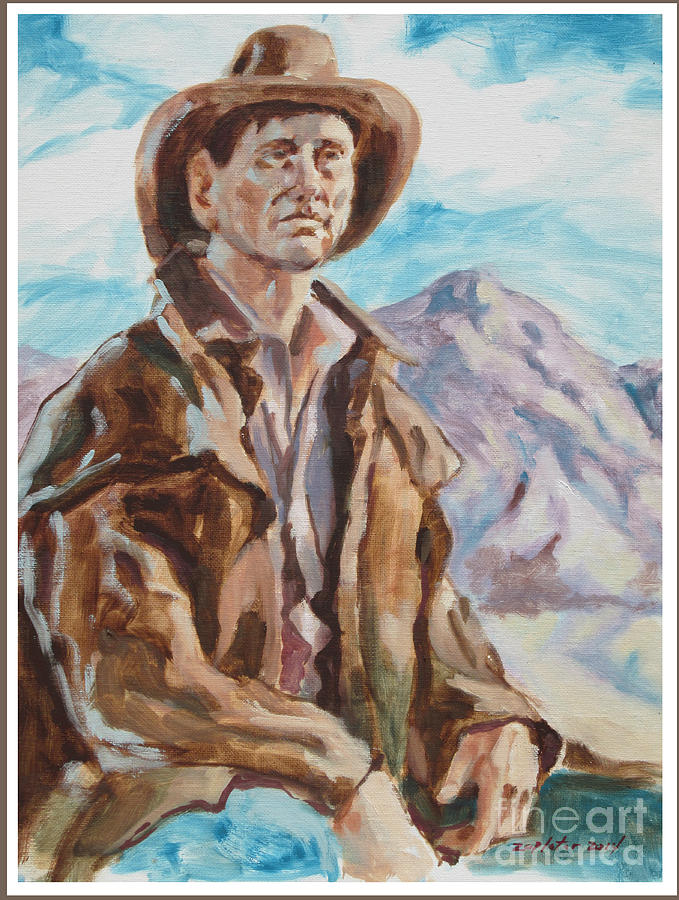 Western Painting - Cowboy With Mountain  by Raymond  Zaplatar