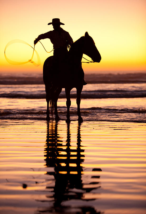 Sunset Photograph - Cowboy by Zarija Pavikevik