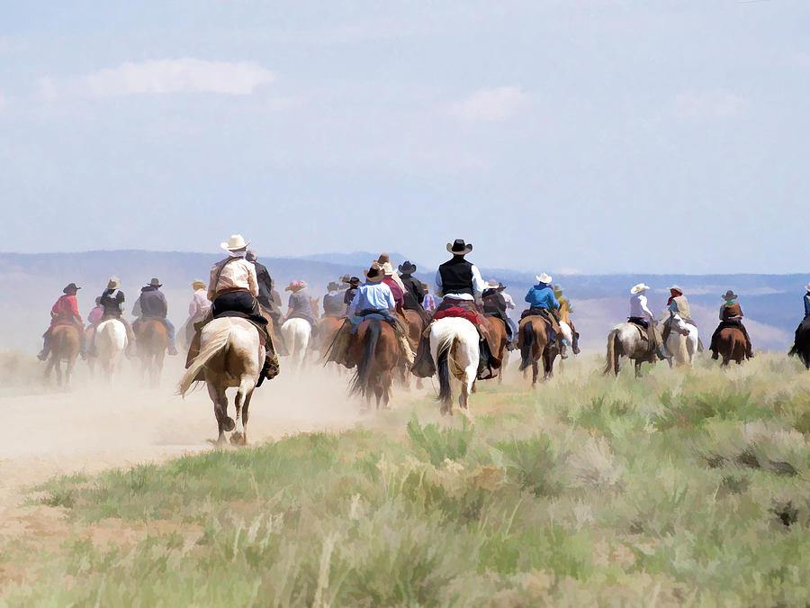 Cowboys and Cowgirls riding horses at the Sombrero Horse Drive by Nadja Rider Cowboys and Cowgirls riding horses at the Sombrero Horse Drive by Nadja Rider