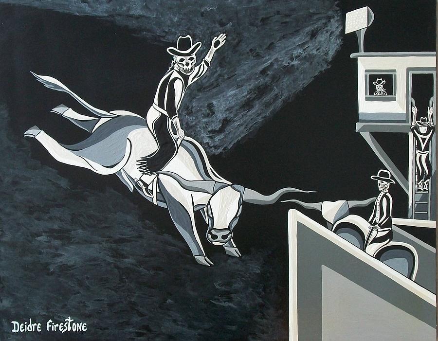 Cowboy Painting - Cowboys Halloween Rodeo by Deidre Firestone Cowboy Painting - Cowboys Halloween Rodeo by Deidre Firestone