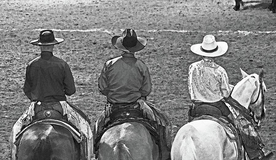Cowboys In Black And White Photograph by Susie Fisher