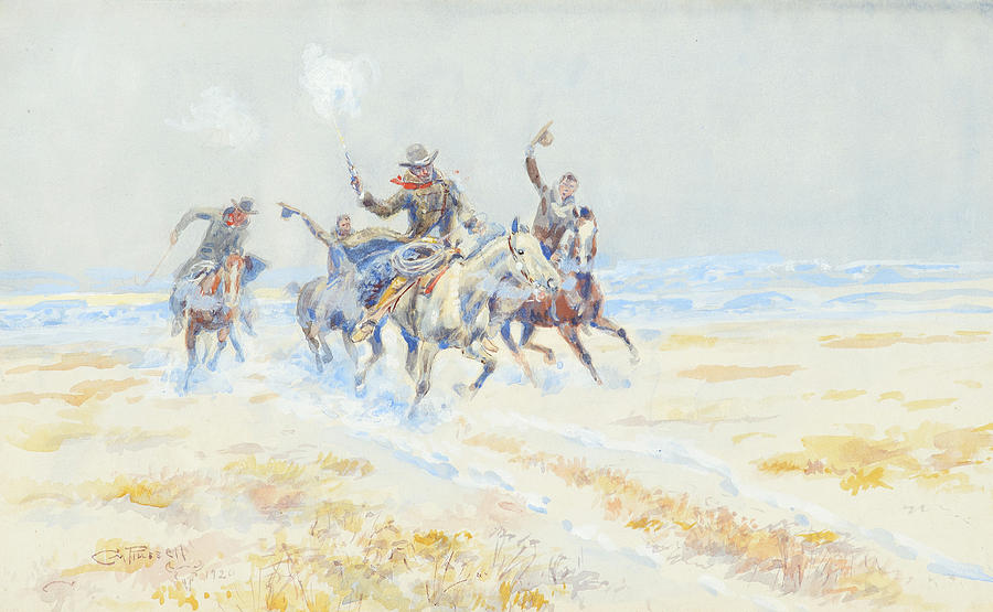 Cowboys on the Plains Painting by Celestial Images