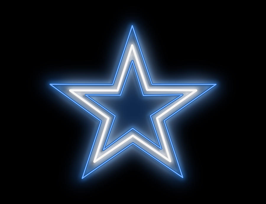 Dallas Digital Art - Cowboys Star Neon Sign by Ricky Barnard