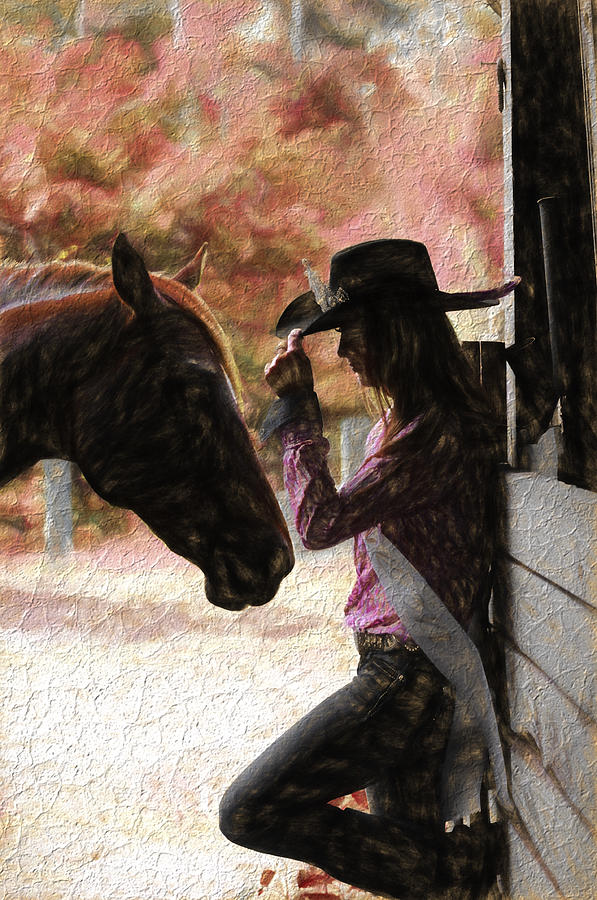 Cowgirl and her Horse Photograph by Keith Lovejoy