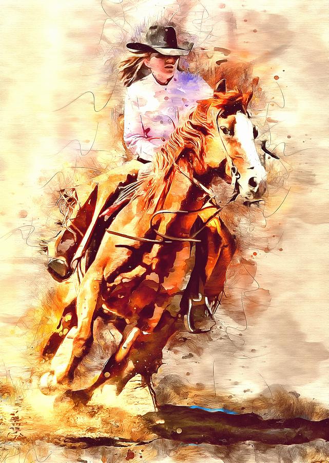 Cowgirl Barrel Racer Photograph by Studio Artist